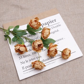 Hoa mẫu đơn vải lụa bông nhỏ cành 7 bông